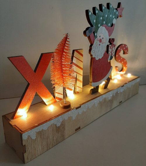 Houten letters Xmas color - Kerst decoratie met led