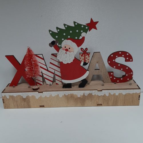 Houten letters Xmas color - Kerst decoratie met led