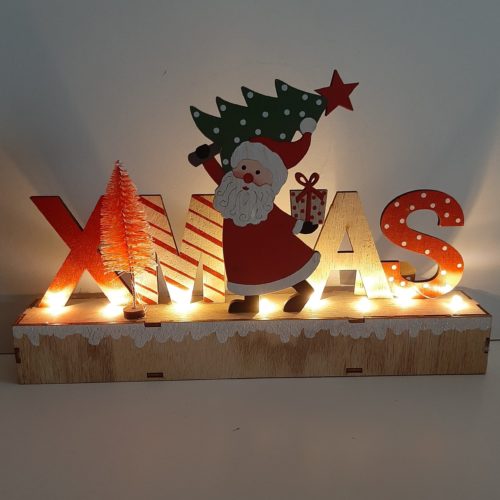 Houten letters Xmas color - Kerst decoratie met led