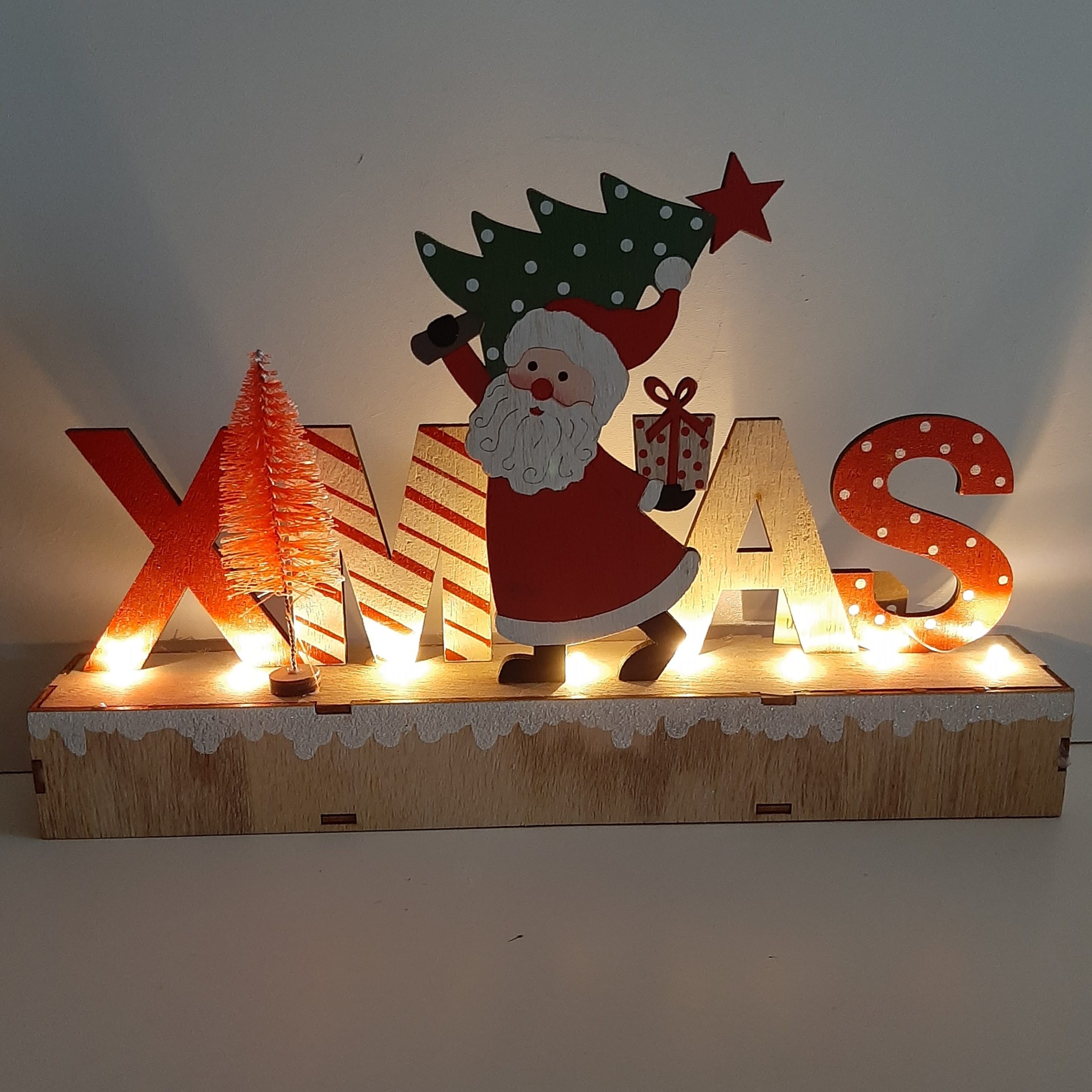 Helemaal droog Interpretatie Pessimist Houten letters Xmas color - Kerst decoratie met led