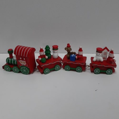 Kerst trein met wagons in rood 23cm lang