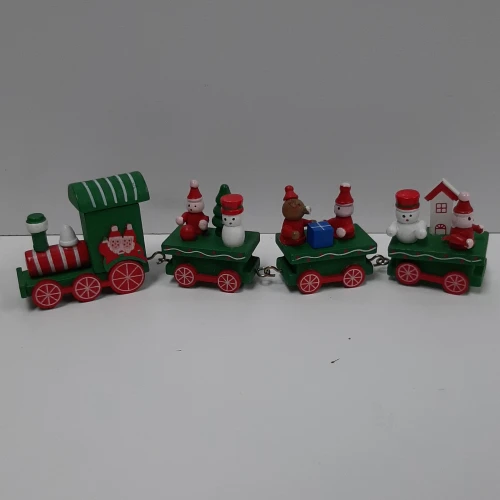 Kerst trein met wagons in rood en groen 23cm lang
