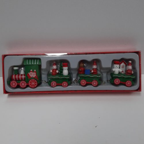 Kerst trein met wagons in rood en groen 23cm lang