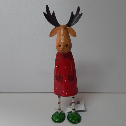 Metalen beeldje van een staande Eland rood