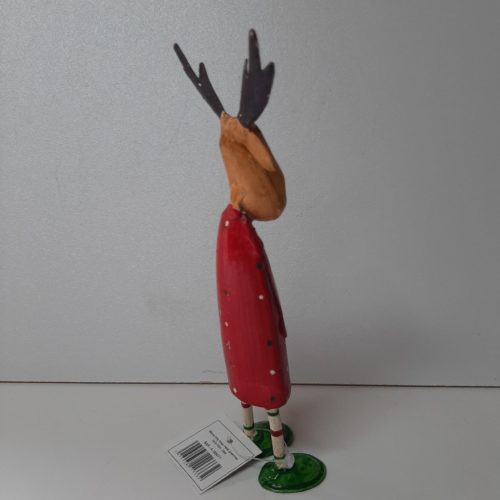 Metalen beeldje van een staande Eland rood