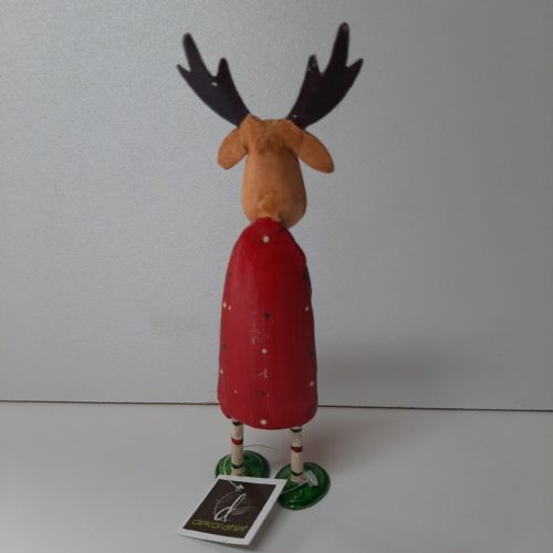Metalen beeldje van een staande Eland rood