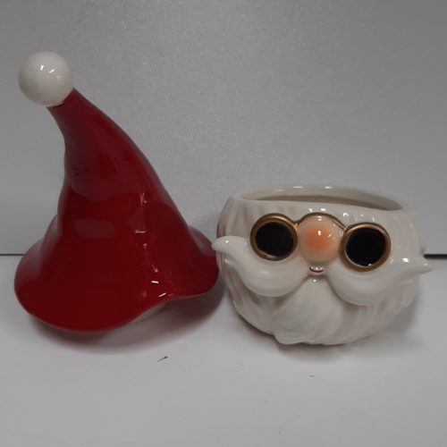 Opbergbakje-Voorraad potje kerst Santa met bril