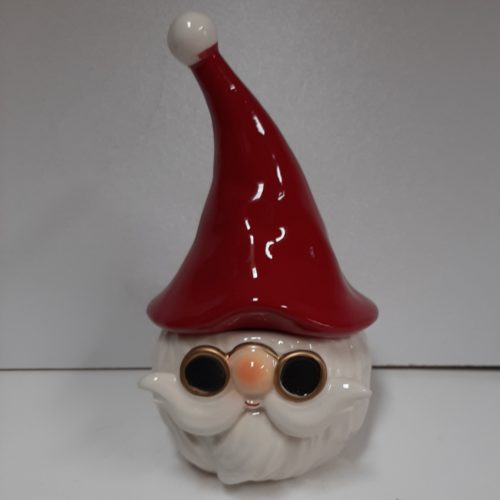 Opbergbakje-Voorraad potje kerst Santa met bril