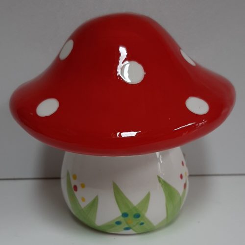 Spaarpot paddenstoel rood met witte stippen