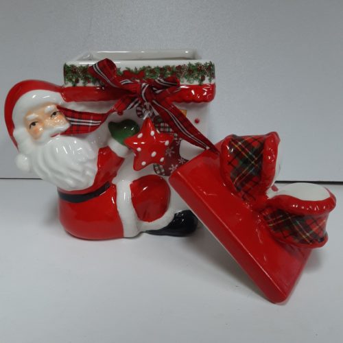 Voorraad pot kerst-kerstman met cadeau