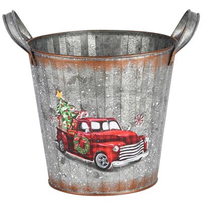 Decoratieve metalen kerst emmer Car