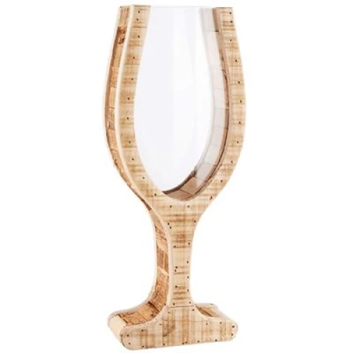 Groot houten wijnglas om kurken in te bewaren