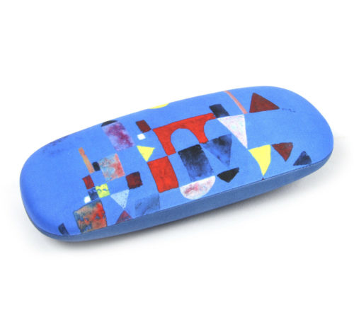 Luxe brillenkoker met poetsdoek Paul Klee blauw