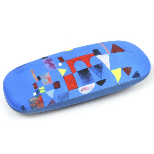 Luxe brillenkoker met poetsdoek Paul Klee blauw