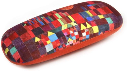 Luxe brillenkoker met poetsdoek Paul Klee rood