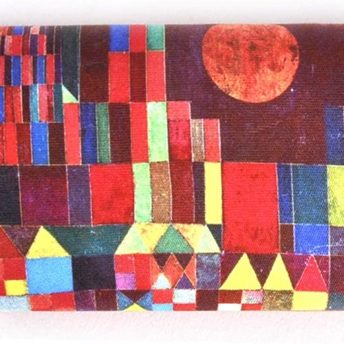 Luxe brillenkoker met poetsdoek Paul Klee rood