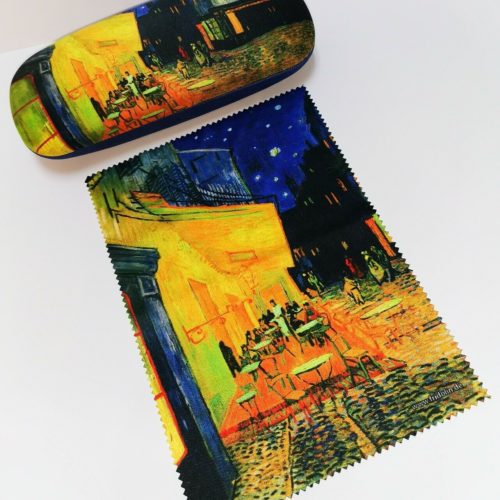 Luxe brillenkoker met poetsdoek Vincent van Gogh Café de nuit