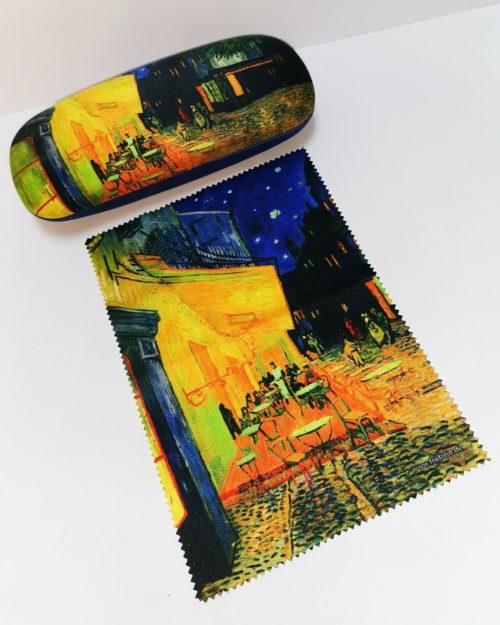 Luxe brillenkoker met poetsdoek Vincent van Gogh Café de nuit