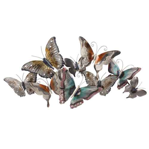 Metalen wandbord 9 vlinders 102cm breed