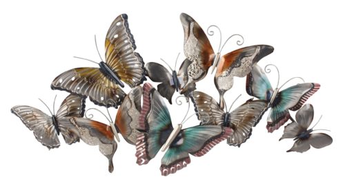 Metalen wandbord 9 vlinders 102cm breed