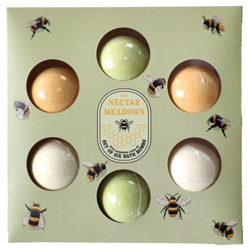 t van 6 The Nectar Meadows Bee Luxe Oranjebloesem & Honing Mini Badbruisballen met jojoba olie