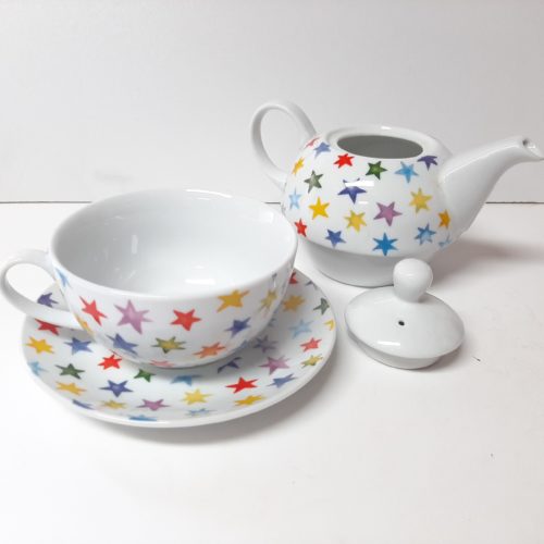 Tea for one set met bont gekleurde sterren