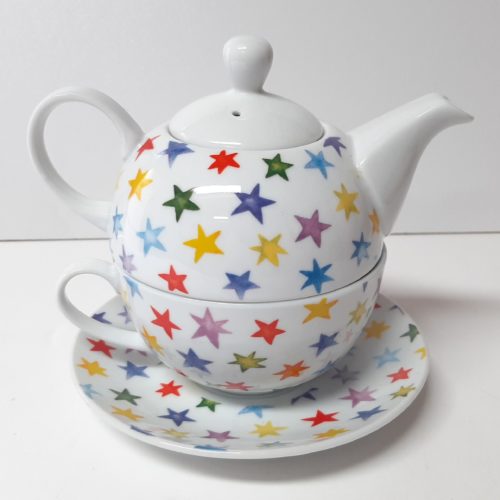 Tea for one set met bont gekleurde sterren