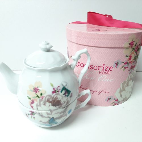 Theepot Tea for one set bloem en vlinder