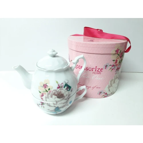 Theepot Tea for one set bloem en vlinder