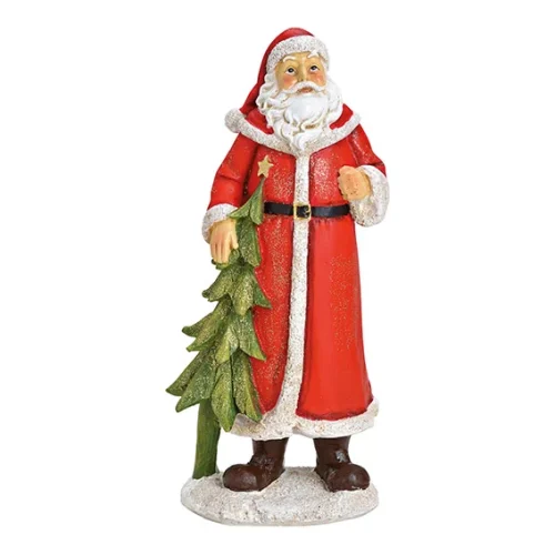 Beeld kerstman met kerstboom 25cm hoog