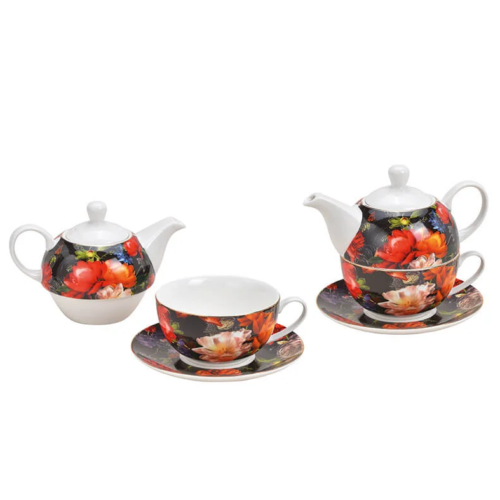 Theepot set van porselein met bloemenmotief tea for one