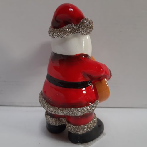 Beeld kerstman met glitterpak en gitaar 12 cm hoog