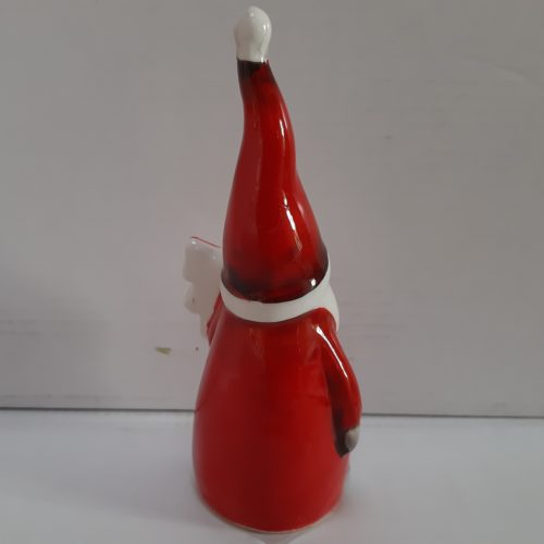 Beeldje kerstman met kerstboom in rood en wit 12cm hoog