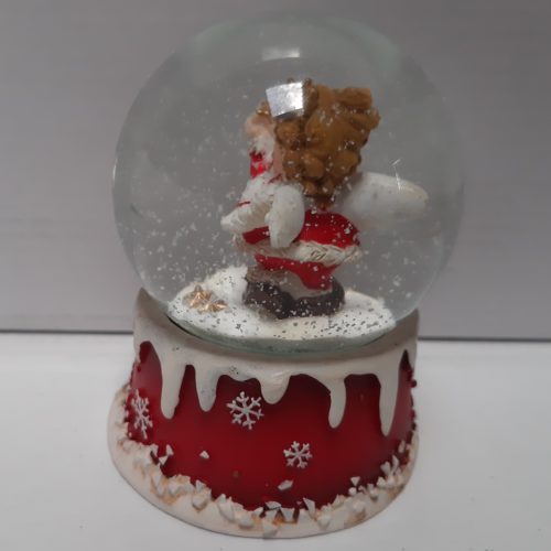 Sneeuwbol engel met gouden ster in de hand 9 cm hoog