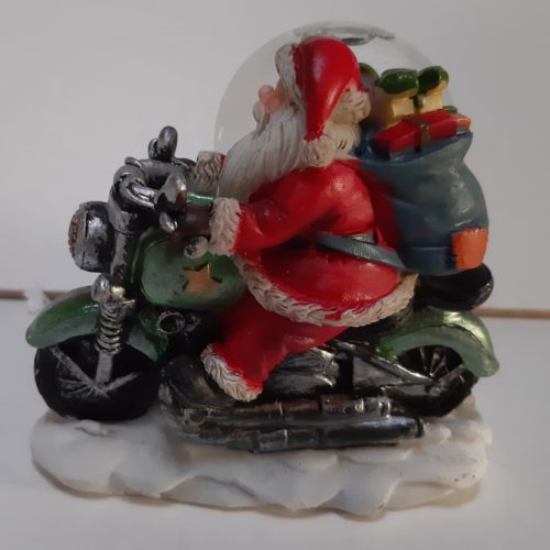 Sneeuwbol kerstman op motor met blauwe zijspan met sneeuwpop in bol -Type A