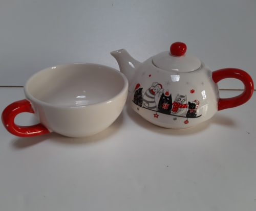 Tea for one set Christmas cats - kerst katten