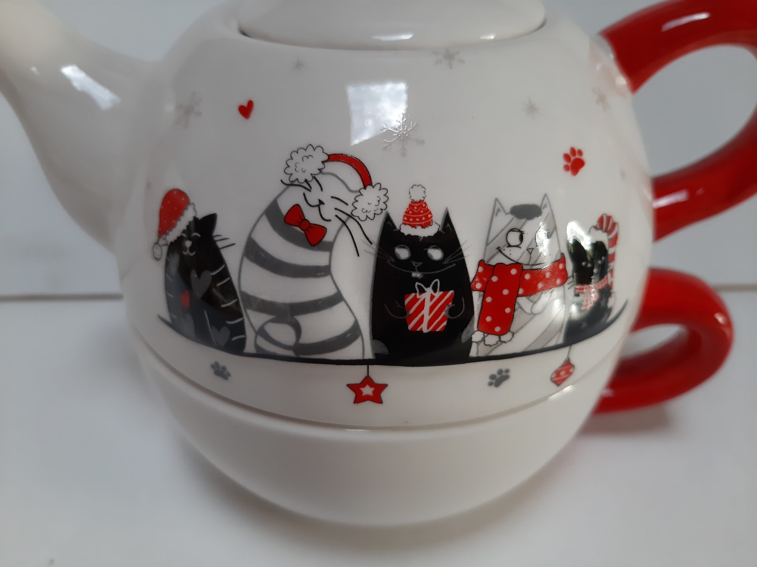 Theepot for one set Christmas cats. Een leuke 3 delige set set.