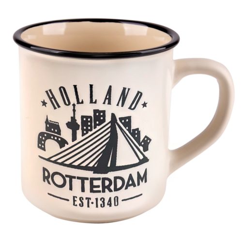 Koffiemok Rotterdam wit met Euromast Erasmusbrug en Markthal