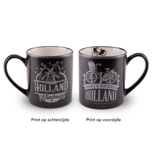 Mok Holland in zwart met zilverfolie