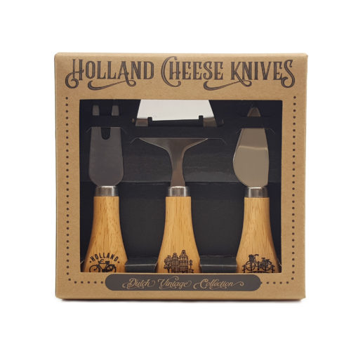 Set Hollandse kaasmessen met houten handvaten
