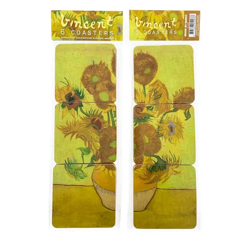 Onderzetters Vincent van Gogh Zonnebloemen 6 stuks