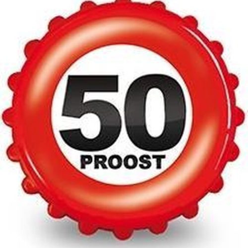 Feestelijke Flesopener met Magneet - 50 Proost voor Abraham/Sarah