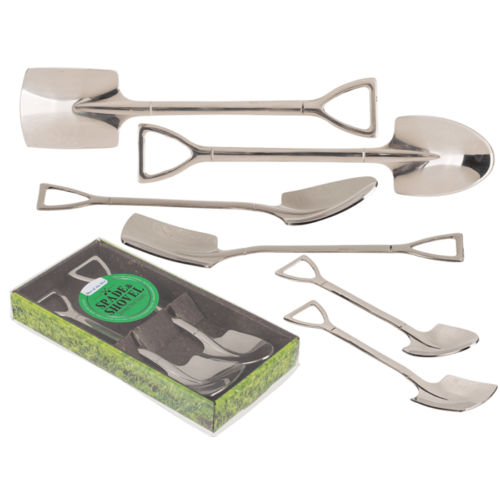 Set van 2 lepels in de vorm van een tuinschop