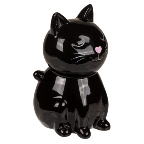 Spaarpot glanzende kat zwart