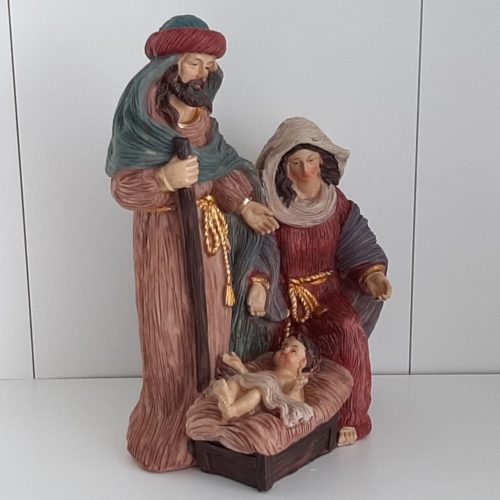 Beeldje Jozef Maria met kindeke Jezus in kribbe