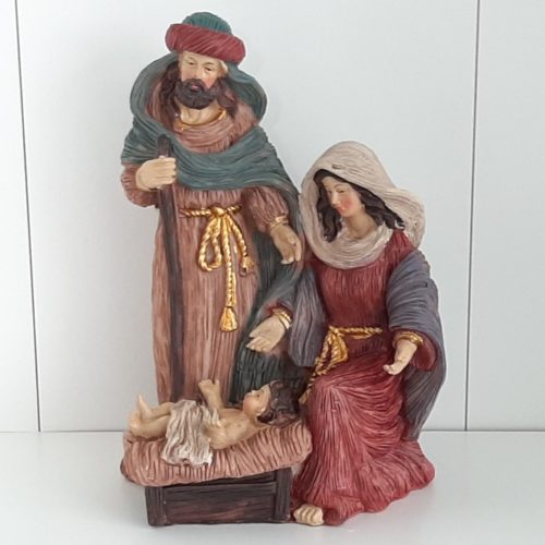 Beeldje Jozef Maria met kindeke Jezus in kribbe