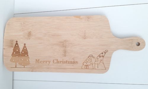 Borrelplank kerst van bamboe met tekst Merry Christmas