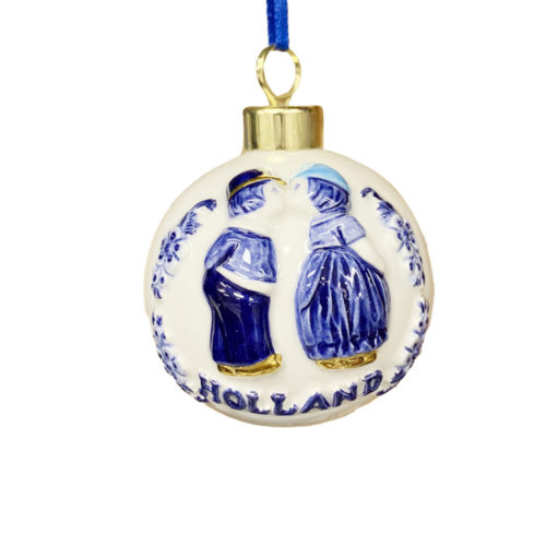 Kerstboom hanger Holland kerstbal kussend paar blauw en goud