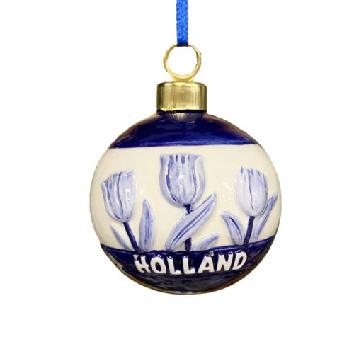 Kerstboom hanger Hollands kerstbal tulpen in Delftsblauw