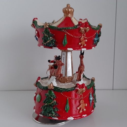 Speeldoos kerst carrousel rood